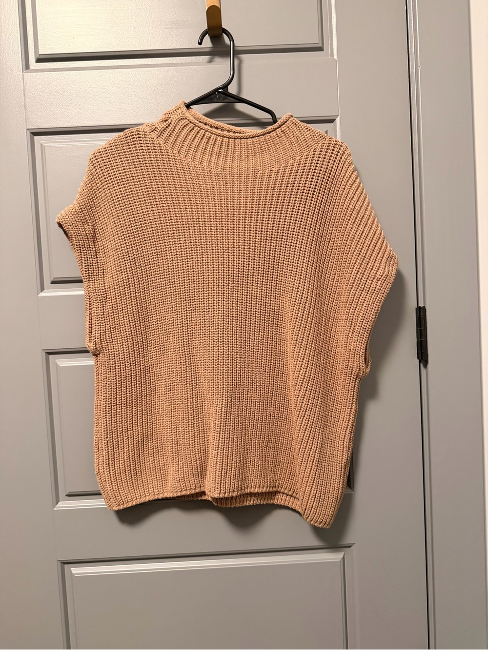Leith Mock Neck Cap Sleeve Cotton-Acrylic Blend Sweater LARGE